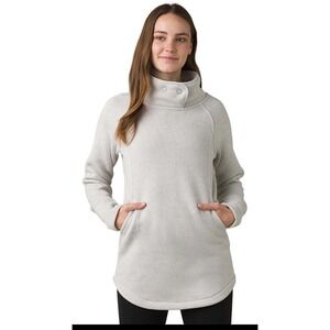 PrAna WOMEN'S‎ TRI THERMAL Sweater TUNIC IN DREAMDUST SZ S SMALL Knit Cowl Neck